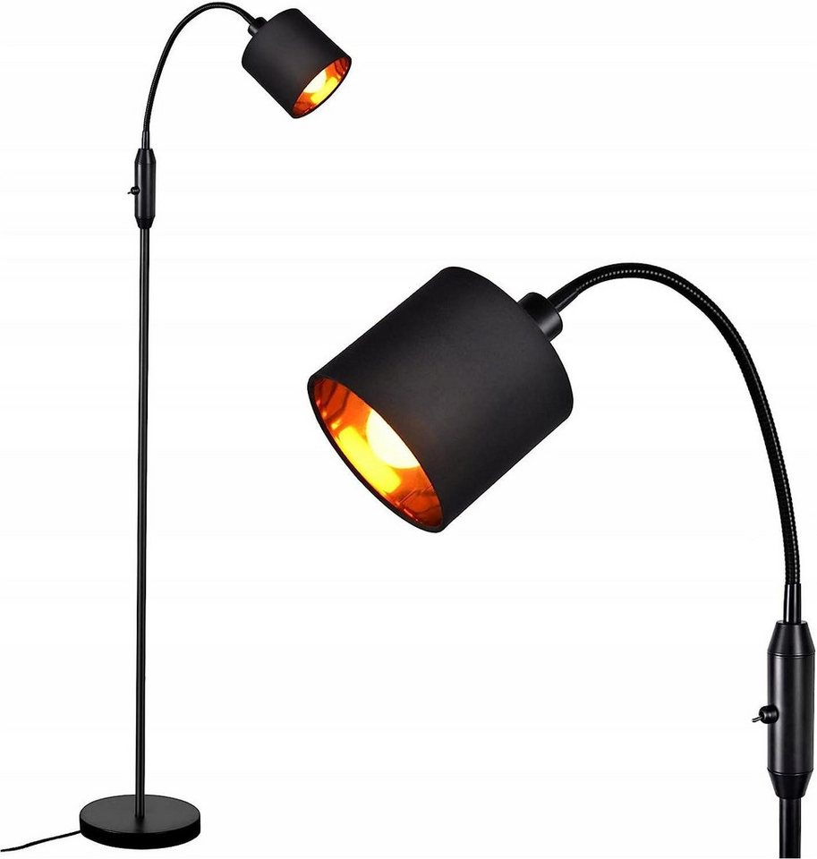 Nettlife Stehlampe Schwarz Vintage Stehleuchte mit Kippschalter Stoff Bogen Modern, 360° Drehbarer, LED wechselbar, für Wohnzimmer Schlafzimmer Arbeitszimmer Büro von Nettlife