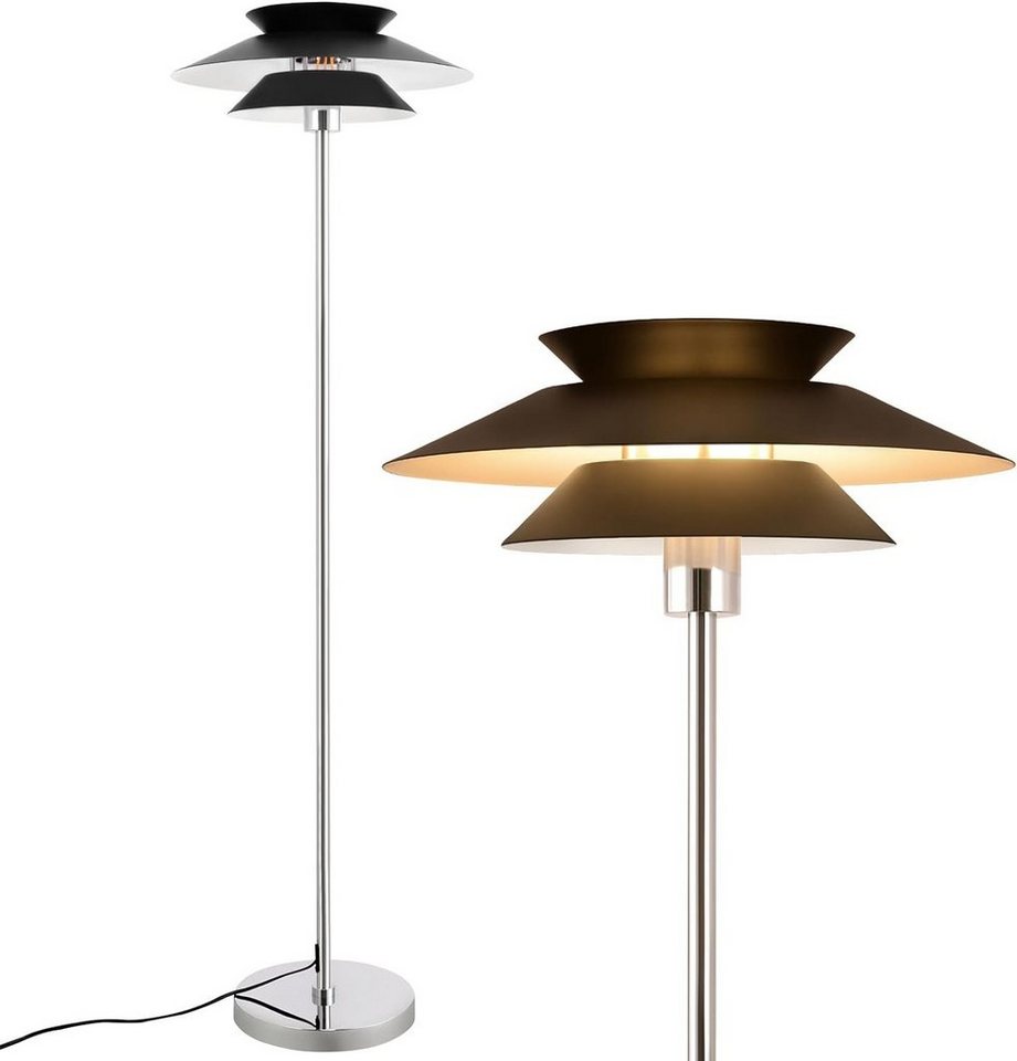 Nettlife Stehlampe Schwarz Metall Wohnzimmer Modern Stehleuchte Vintage E27 Standlampe, ‎Mit Fußschalter, LED wechselbar, für Schlafzimmer Arbeitszimmer Büro von Nettlife