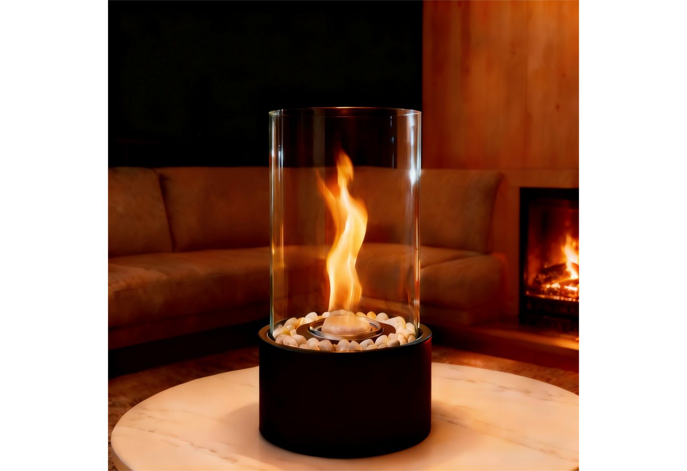 Nettlife Tischfeuer Ethanol Tischkamin Indoor Outdoor Eckig/Rund Kamin Tischfeuerstelle (Set, Für Balkon Schlafzimmer Zuhause), Die Party Geschenkideens oder als stilvolle Tischdekoration von Nettlife