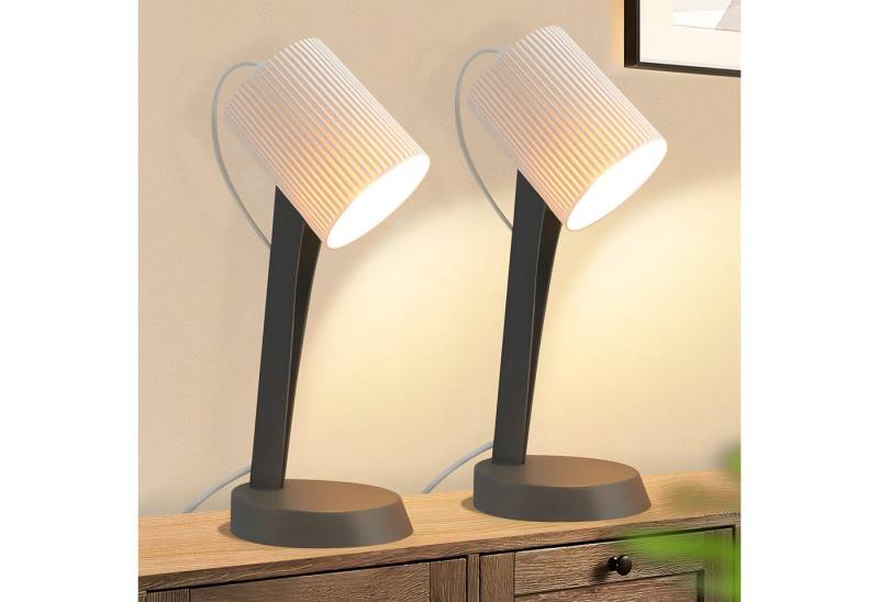 Nettlife Nachttischlampe 2er Set Tischlampe schlafzimmer mit Kabel Kleine E14 Moderne, LED wechselbar, Landhausstil Tischlampen für Esstisch Schlafzimmer Wohnzimmer von Nettlife