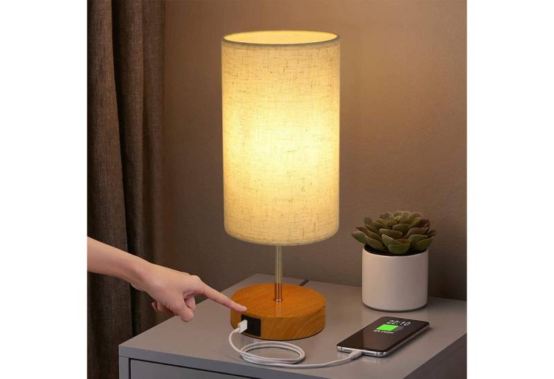 Nettlife Tischleuchte Tischlampe mit Stoffschirm Type-c&USB Ladeanschluss 3 Farbtemperaturen, LED fest integriert, Warmweiß, Schlafzimmer Wohnzimmer Nachttisch Geschenk -2er-Set Nettlife Tischleuchte Tischlampe mit Stoffschirm Type-c&USB Ladeanschluss 3 Farbtemperaturen, LED fest integriert, Warmweiß, Schlafzimmer Wohnzimmer Nachttisch Geschenk -2er-Set von Nettlife