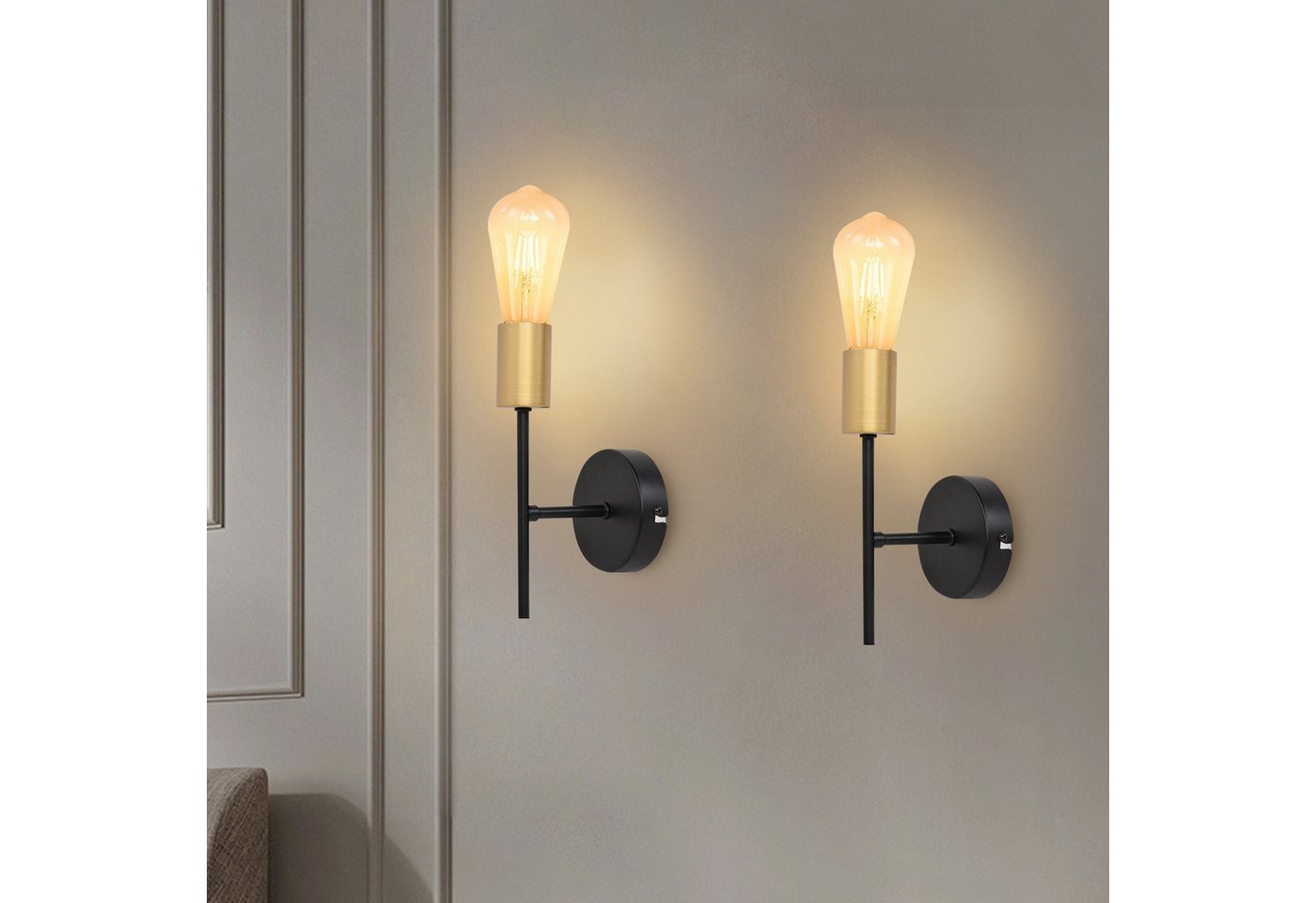 Nettlife Wandleuchte 2ER Innen Vintage Schwarz E27 Industrial Metall Treppenhaus Flurlampe, ohne Leuchtmittel, Flurlampe Retro Wandbeleuchtung für Küche Schlafzimmer Nettlife Wandleuchte 2ER Innen Vintage Schwarz E27 Industrial Metall Treppenhaus Flurlampe, ohne Leuchtmittel, Flurlampe Retro Wandbeleuchtung für Küche Schlafzimmer von Nettlife