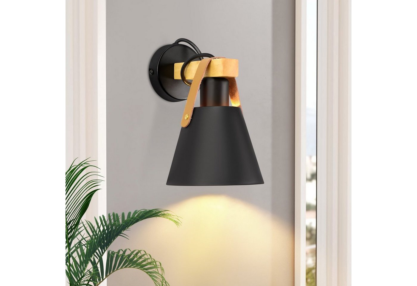 Nettlife Wandleuchte Schwarz Holz Vintage E27 Wandlampe Industrial innen Wandbeleuchtung, LED wechselbar, für Wohnzimmer Schlafzimmer Küche Esszimmer Flur Treppenhaus Cafes von Nettlife