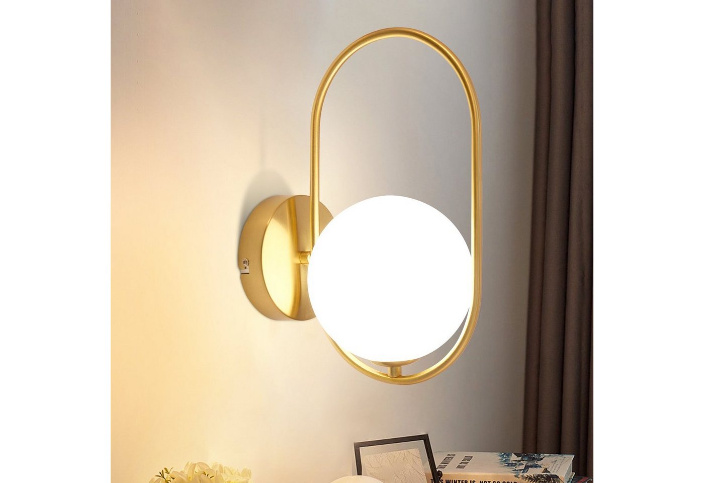 Nettlife Wandleuchte Innen Gold Moderne Glas G9 Bettlampe Nachtlampe Wandbeleuchtung, LED wechselbar, für Treppenhaus Wohnzimmer Schlafzimmer Flur Kinderzimmer von Nettlife