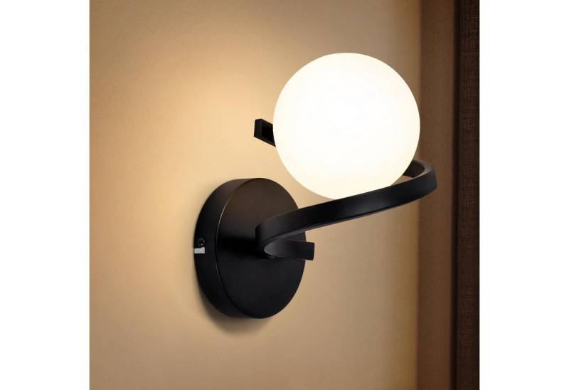 Nettlife Wandleuchte Schwarz Glas G9 Innen Wandlampe Modern Metall Nachtlampe, aus Weiß Glas Kugel Lampenschirm, ohne Leuchtmittel, für Flur Wohnzimmer Treppenhaus Badezimmer Kinderzimmer von Nettlife
