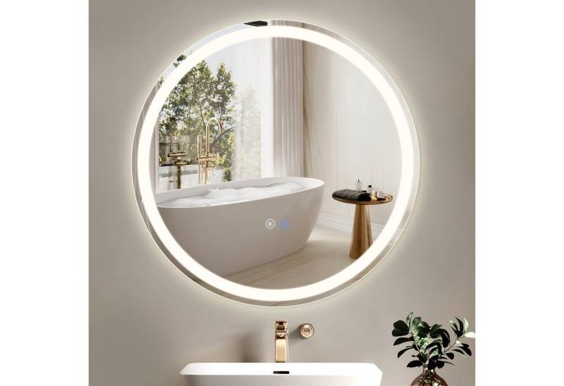 Nettlife Schminkspiegel Rund mit Beleuchtung Touch Dimmbar Badspiegel 3000-6500K Wandspiegel, Dimmbar mit Touch-Schalter und Entfogger-Funktion von Nettlife