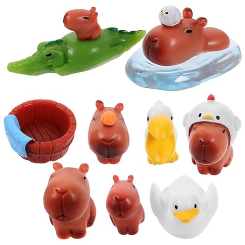 Nettoppo 10 Stück Mini-Capybara-Verzierungen Winzige Tierfigur Miniatur-Capybara-Figur Harz Geburtstagstorten-Topper Tierfigur von Nettoppo