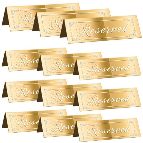 Nettoppo 12 Stück „Tisch Reserviert-, Goldene „Reserviert- für Hochzeiten, Doppelseitige „Sitzplatz Reserviert- Aus Acryl, Gästereservierung von Nettoppo