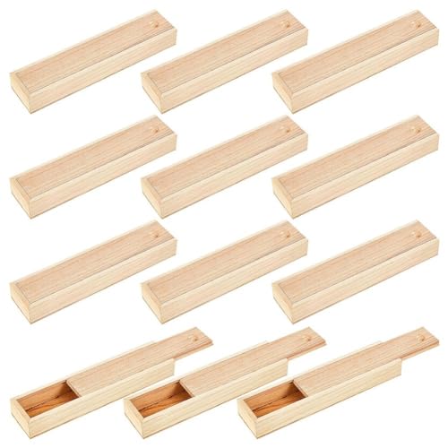 Nettoppo 12 Stück Unlackierte Holzkiste mit Schiebedeckel, Kleine Holzkiste, Federmäppchen, 9 X 2,2 X 1,2 Nettoppo 12 Stück Unlackierte Holzkiste mit Schiebedeckel, Kleine Holzkiste, Federmäppchen, 9 X 2,2 X 1,2 von Nettoppo