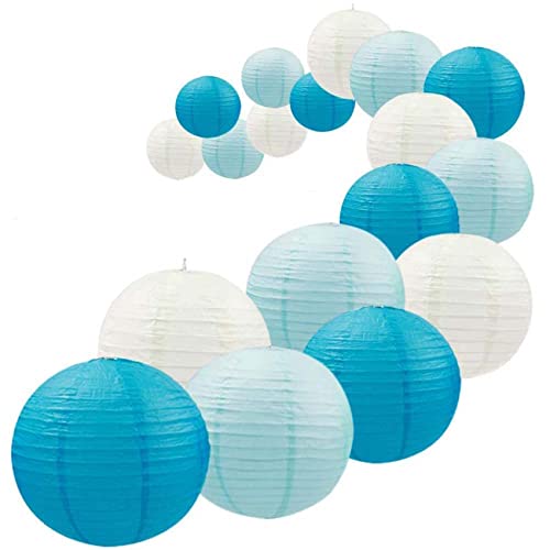 Nettoppo 18 StüCk Blaues Papier Laternen Set, Wiederverwendbare HäNgende Dekorative Japanische Chinesische Papier Laternen, Einfache Nettoppo 18 StüCk Blaues Papier Laternen Set, Wiederverwendbare HäNgende Dekorative Japanische Chinesische Papier Laternen, Einfache von Nettoppo