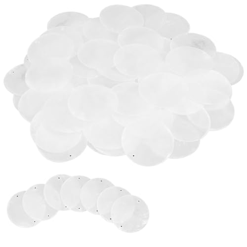 Nettoppo 180 Stück Runde Naturmuscheln Capiz Muscheln 2 Wie Gezeigt zum Basteln mit 2 Löchern Muschelscheiben von Nettoppo