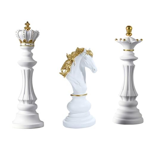 Nettoppo 3PCS Schach-Harz-Ornament-Bürofiguren, Königin-Statue, Sammlungsobjekt, Skulpturale Modelle Von Schachfiguren, Harz B von Nettoppo