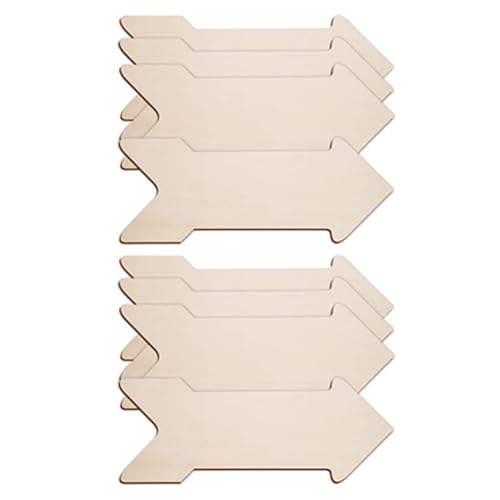 Nettoppo 8 Stück Ausschnitte Aus in Pfeilform, Scheibe, Unlackiertes Pfeil-Holzschild, Leere Holzfarbe von Nettoppo