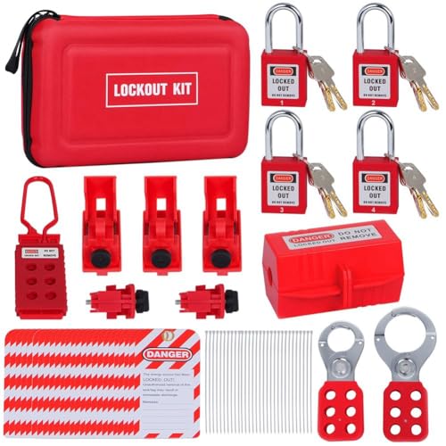 Nettoppo Big Easy Lockout Kit Lockout Tagout Kit Klemmen und Universelle Mehrpolige Leistungsschalterschlösser, Sicherheitsvorhängeschlösser, Steckschlösser von Nettoppo