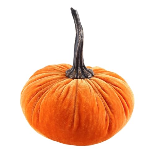 Nettoppo GroßE Samt KüRbisse für Dekorieren, Handgemachte KüNstliche Ernte KüRbisse, Herbst Halloween das Erntedankfest Haus (Orange) von Nettoppo