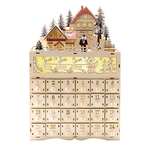 Nettoppo HöLzerner Weihnachts Advent Kalender Countdown zu Weihnachten LED Feiertag Dekoration 24 Schubladen mit LED Licht Nettoppo HöLzerner Weihnachts Advent Kalender Countdown zu Weihnachten LED Feiertag Dekoration 24 Schubladen mit LED Licht von Nettoppo