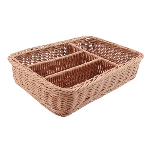 Nettoppo KüChen Schublade Organizer Besteck Aufbewahrung Korb 4 FäCher KüChen Gabeln Messer Rattan Aufbewahrung Tablett von Nettoppo