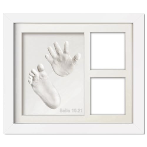 Nettoppo Niedliches Baby Hand- und Fußabdruck Set Neugeborenen Handabdruck Fußabdruck Andenkenrahmen Haustierpfoten Tonset Bilderrahmenset Kit von Nettoppo