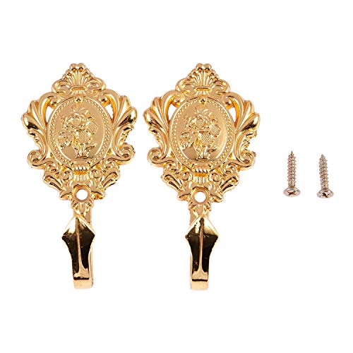 Nettoppo Rose Muster Vintage Legierung Vorhang Holdbacks Raffhalter Haken 2Pcs (Gold) von Nettoppo