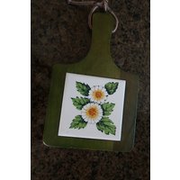 Vintage 1960 Fliesen Untersetzer Käse Board Retro Gänseblümchen von Netty805