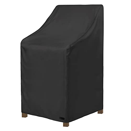 NettyPro Stapelbare Terrassenstuhlhussen, wasserdicht, für den Außenbereich, Terrassenmöbel, Stapelstuhlbezug, passend für 4–6 Esszimmerstühle, 66 cm B x 89 cm T x 114 cm H, Schwarz von NettyPro