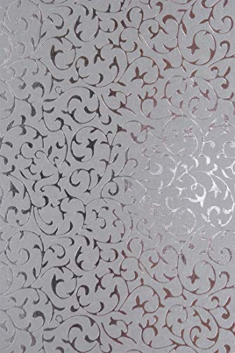 Netuno 5 Blatt Perlmutt-Silber Dekorpapier mit Spitzenmuster in Silber, 180x250mm, Effekt-Karton handgemacht, 150g, orientalischer Look, ideal für Einladungen, Hochzeit, Taufe, Weihnachten von Netuno