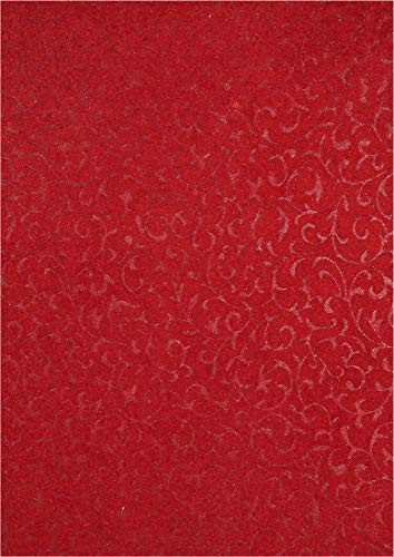 Netuno 5X Rot Dekorpapier, geprägt- Spitzenmuster mit Samt-Haptik, 180x250mm, handgemacht Effekt-Karton, 150g, ideal für Einladungskarten, Hochzeit, Taufe, Weihnachten, Basteln, Dekorationen von Netuno