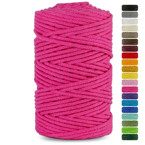 Netuno 1x Makramee Garn Fuchsia 3 mm 100 m Baumwollkordel mit Baumwollkern Bastel-Garn Makramee Naturbaumwolle Baumwollgarn Bastelschnur Baumwollfaden Makramee Schnur Makramee Baumwollkordel von Netuno