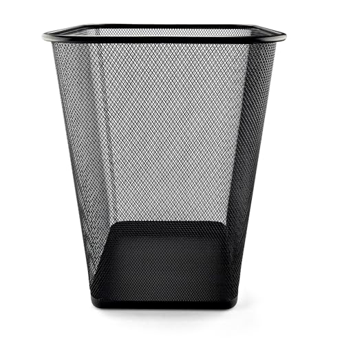 Netuno 1 Stück Papierkorb Metallnetz Schwarz 27 x 27 x 35 cm 18 L Netz-Mülleimer Büro-Eimer groß quadratisch Müll Behälter Mülltonne Abfall Korb Abfallbehälter Abfalleimer Papiereimer Drahtgeflecht von Netuno