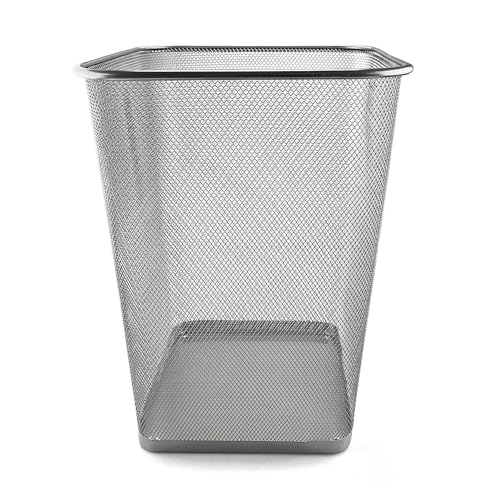 Netuno 1 Stück Papierkorb Metallnetz Silber 27 x 27 x 35 cm 18 L Netz-Mülleimer Büro-Eimer groß quadratisch Müll Behälter Mülltonne Abfall Korb Abfallbehälter Abfalleimer Papiereimer Drahtgeflecht von Netuno