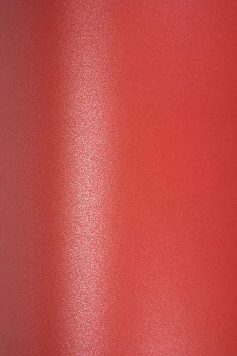 Netuno 10x Perlmutt-Rubinrot Karton DIN A5 210 x 148 mm 250g Majestic Emporer Red Dunkel-Rot Feinkarton mit Perlglanz Finish Perlglanz-Bastel-Karton für Weihnachten Valentinstag Jubiläum von Netuno