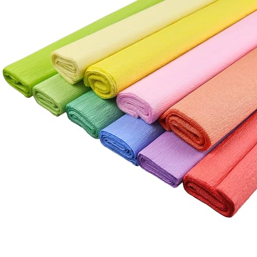Netuno 10 Rollen Krepp-Papier Pastel farbig sortiert 200 x 50 cm verschiedene Pastellfarben Bastelpapier Kreppppapier bunt gemischt Bastelkrepp deko krepp Rollen zum Basteln Dekorieren crepe paper von Netuno