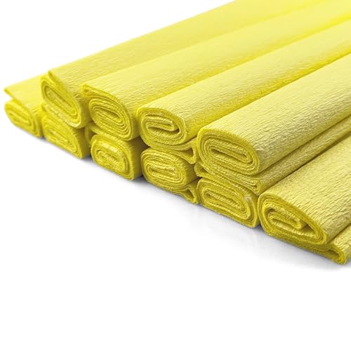Netuno 10 Rollen Krepppapier Pastellgelb 200 x 50 cm buntes Bastelpapier für Dekoration Geschenkverpackung kreative Projekte Deko Papier farbig Papierrollen Bastelkrepp Floristenkrepp crepe paper von Netuno