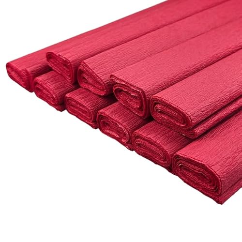 Netuno 10 Rollen Krepppapier Dunkelrot 200 x 50 cm buntes Bastelpapier für Dekoration Geschenkverpackung kreative Projekte Deko Papier farbig Papierrollen Bastelkrepp Floristenkrepp crepe paper von Netuno