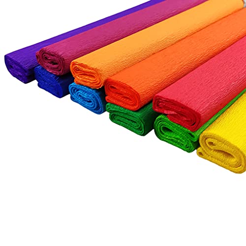 Netuno 10 Rollen Krepppapier farbig sortiert 200 x 50 cm buntes Bastelpapier für Dekoration Geschenkverpackung kreative Projekte Deko Papier farbig Papierrollen Bastelkrepp Floristenkrepp crepe paper von Netuno