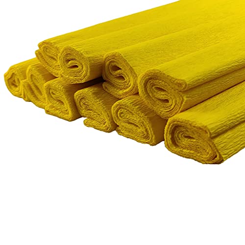 Netuno 10 Rollen Krepppapier Gelb 200 x 50 cm buntes Bastelpapier für Dekoration Geschenkverpackung kreative Projekte Deko Papier farbig Papierrollen Bastelkrepp Floristenkrepp crepe paper von Netuno