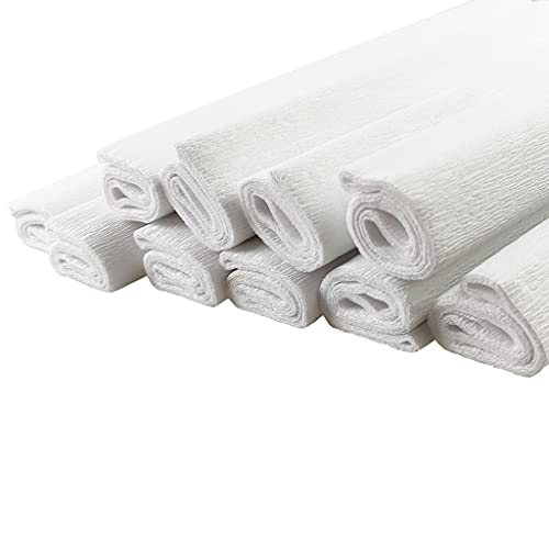 Netuno 10 Rollen Krepppapier Weiß 200 x 50 cm buntes Bastelpapier für Dekoration Geschenkverpackung kreative Projekte Deko Papier farbig Papierrollen Bastelkrepp Floristenkrepp crepe paper von Netuno