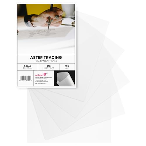Netuno 100 Blatt Transparentpapier bedruckbar DIN A4 21 x 29,7 cm 135g Aster Tracing weißes Pergamentpapier A4 zum Bedrucken Abpausen Zeichnen Basteln Falten Bastelpapier durchsichtig Abpauspapier Netuno 100 Blatt Transparentpapier bedruckbar DIN A4 21 x 29,7 cm 135g Aster Tracing weißes Pergamentpapier A4 zum Bedrucken Abpausen Zeichnen Basteln Falten Bastelpapier durchsichtig Abpauspapier von Netuno