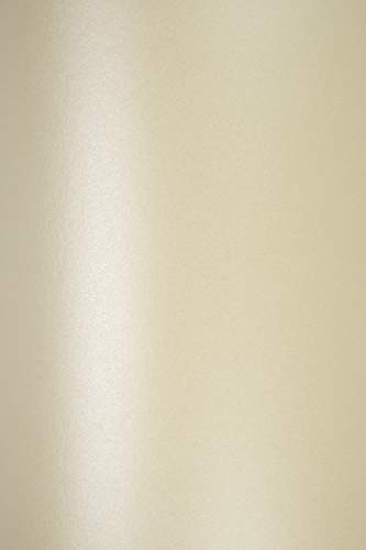 Netuno 100x Perlmutt-Creme Bastelkarton DIN A4 210 x 297 mm 250g Majestic Candelight Cream Effektkarton creme schimmernd Pearl-Karton Perl-Glanz metallic glänzend für Einladungs-Karten von Netuno