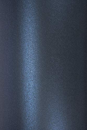 Netuno 100x Perlmutt-Dunkel-Blau Bastel-Papier DIN A4 210 x 297 mm 120g Majestic Kings Blue Feinpapier metallic glänzend Perlglanz Papier für Hochzeit Geburtstag Taufe Weihnachten von Netuno