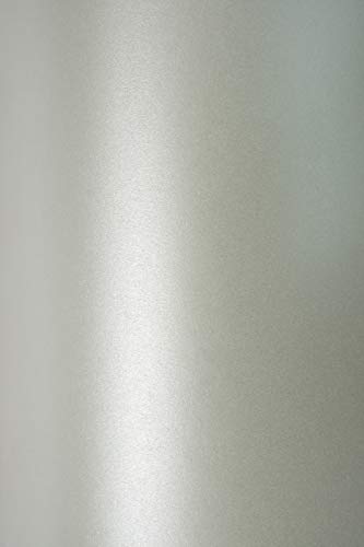 Netuno 10x Bastel-Karton Perlmutt-Silber DIN A4 210x 297 mm 300g Sirio Pearl Platinum Feinkarton mit Perlglanz schimmernd Silber Karton für Einladungs-Karten Hochzeits-Karten Basteln Dekorieren von Netuno