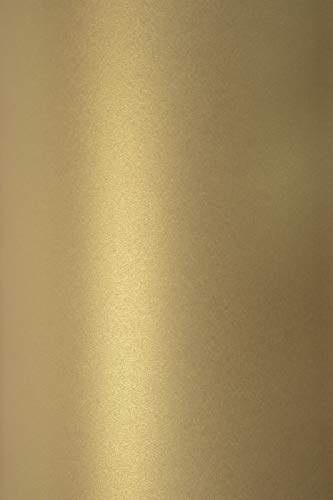 Netuno 10x Bastelkarton Perlmutt-Altgold DIN A4 210x 297 mm 230g Sirio Pearl Gold Perlglanz-Karton Metallic-Effekt Perlmutt-Karton Gold glänzend für Hochzeits-Einladungen Geburtstags-Einladungen von Netuno
