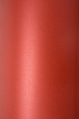 Netuno 10x Feinkarton Perlmutt- Rot DIN A4 210x 297 mm 300g Sirio Pearl Red Fever Glanz Karton doppelseitig schimmernd Perlglanz Metallic-Effekt Perlmuttglanz-Karton edel von Netuno