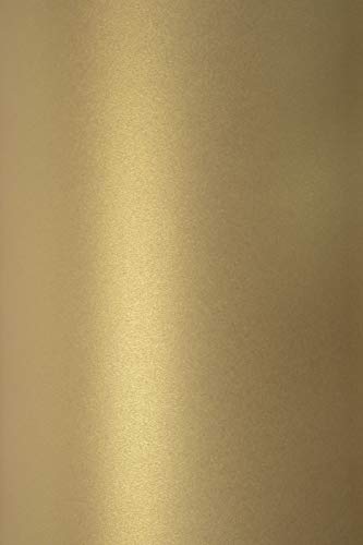 Netuno 10x Feinpapier Perlmutt-Hell-Gold DIN A4 210x 297 mm 125g Sirio Pearl Gold Bastelpapier irisierend hochwertig mit Metallic-Effekt für Inkjet und Laser Drucker Hochzeits-Einladungen von Netuno