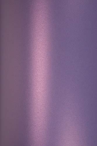 Netuno 10x Perlmutt-Violett Karton DIN A4 210 x 297 mm 250g Majestic Satin Violet Effektkarton Perlmutt Bastel-Karton metallic glänzend für Einladungs-Karten Basteln Kartonpapier hochwertig von Netuno