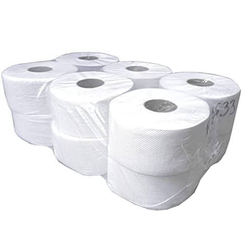 Netuno 12 x Toilettenpapier Großrolle Klopapier Toilettenpapi für Halter Abroller weiß Standard 2-lagig für wc toilet Toiletten Reinigung Klo von Netuno