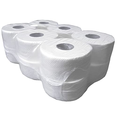 Netuno 12 x Toilettenpapier Großrolle Klopapier Toilettenpapi für Halter Abroller weiß Premium 2-lagig für wc toilet Toiletten Reinigung Klo von Netuno