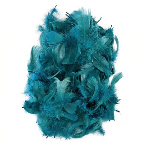 Netuno 150 Stück Deko Federn Dunkeltürkis 10g Flaumfedern farbige Schmuckfedern Bastelfedern Natur für DIY Basteln Dekoration Ostern Weihnachten natürliche Vogelfedern bunt zum Basteln Dekorieren von Netuno