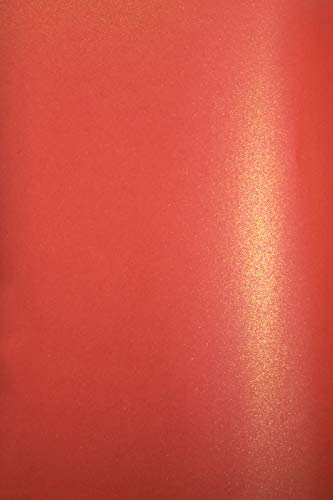 Netuno 20x Bastelkarton Perlmutt Rot DIN A4 21 x 29,7 cm 280g Aster Metallic Ruby Gold Effekt Karton Rot mit Goldpartikeln Pearlkarton Schimmer Perlglanz Bastel Karton zum Basteln Dekorieren von Netuno