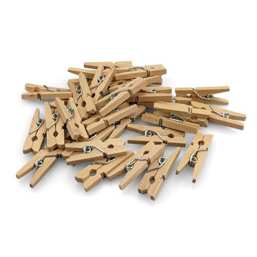 Netuno 30 Stück Deko-Klammern Holz 25 mm x 3 mm naturbraun Design Holz-Klammern zum selber basteln Holz-Wäscheklammern Zier-Klammern Bastelklammern für Weihnachten Adventskalender Home- Deko Clips von Netuno